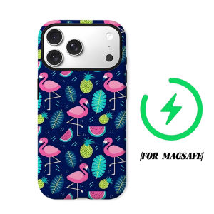 Flamingo Fruit Print Phone Case for iPhone 18 17 16 15 14 13 12 11 Air Pro Max Plus Double-layer Cover