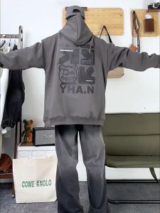 SINRANSINYA丨เสื้อฮู้ดผู้ชายขนาดใหญ่ทรงหลวมเสื้อกันหนาวพอดีตัวใหม่สำหรับวัยรุ่น