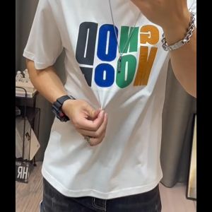 Short -sleeved T -shirt Mens new letters embroidered half -sleeved T -shirt cotton high -end mens clothes trend