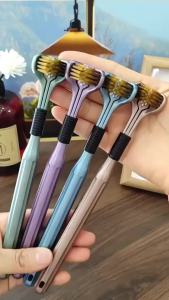 AWEI1 Three Sided Toothbrush 3-head Toothbrush 3-sided Toothbrush for Complete Teeth Gum Care Soft Bristles Tongue Cleaning Daily Use Set of 4 Pcs