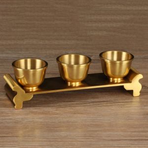 Pure Copper Buddhist Altar Offering Cup Home Use Tea Cup Holy Water Cup Alcohol Offering Cup Altar Decoration Cup