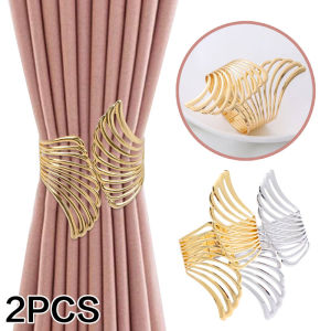 Feelife 2ชิ้นทันสมัยหรูหราทอง/เงินสร้างสรรค์ลายสายรวบม่านนางฟ้าใช้สำหรับห้องนอนผ้าม่านห้องนั่งเล่น