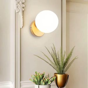 Nordic Bedroom Bedside Round Wall Lamp Living Dining Room Aisle Creative Glass Ball Sconce Light
