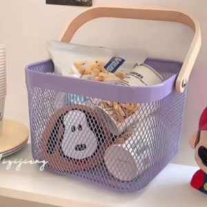 Handheld Iron Art Storage Basket Snack Toy Miscellaneous Items Organizer for Home Dormitory Versatile Use Utility Basket