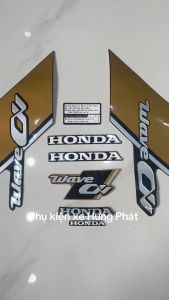 Bộ tem decal dán xe máy honda wave a 2025 wave anpha wave alpha màu đen vàng đồng zin thái siêu đẹp
