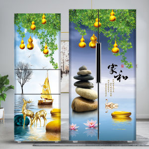 Home and Gourd Fridge Stickers Self-Adhesive Furniture Air Conditioner Refurbishing Sticker Waterproof Modern Refrigerator Decorative Painting Five Blessings