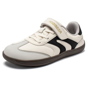 HOBIBEAR Big Kids Barefoot Shoe Wide Toe Hook Loop Sneaker Artificial Leather Non-Slip Zero Drop Lightweight Comfort Shoe