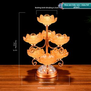 Chân đèn hình hoa sen bảy màu bằng thủy tinh giá nến trang trí bàn
