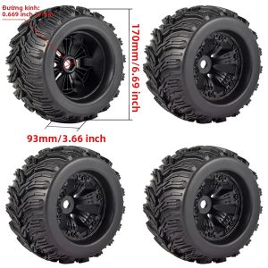 Bộ Mâm Lốp Cao Su ZD Racing 17mm Hex Dành Cho Xe RC 1/8 Xe Monster Truck Tương Thích Với Redcat HPI Kyosho Hobao Hongnor