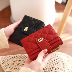 Fashionable Student Wallet Womens Short Zipper Lock Coin Purse Simple Korean Diamond Grid Pattern Card Holder Youth Wallet