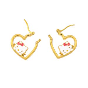 1air Cute Sanrio Hello Kitty Hoop Earrings Gold Flash Plated Cartoon Earrings Girls Birthday Gift Anime Accessories