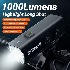CYCLAMI 1000LM Bike Light Front Lamp Type-C Rechargeable LED 21700 4500mAh Bicycle Light Waterproof Headlight Bike Accessories