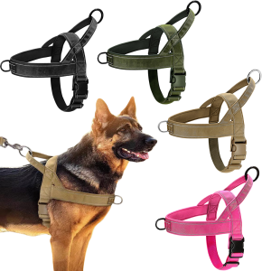 Tactical Anti-Pull Dog Harness - 1000D Nylon Adjustable for Large Dogs Outdoor Training Vest with Handle & Reflective