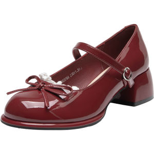 DUSTO | Lace Bow Mary Jane Shoes Women Thick Heels
