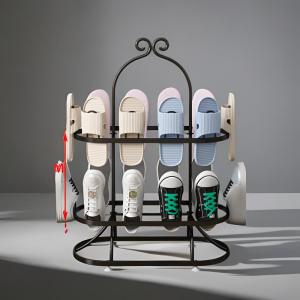 Simple Rotating Floor-standing Shoe Rack Indoor Outdoor Balcony Clothes Drying Stand Home Storage Metal Craft Art Style