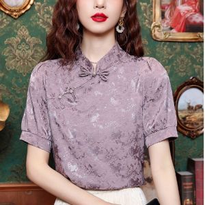 Elegant Short Sleeve Embroidered Shirt New Chinese Style National Trend Beautiful Fashionable Summer New Arrival Top