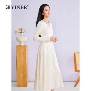 Spring Casual Elegance Vinegar Acetate Blended Beaded Waist-cinching Dress