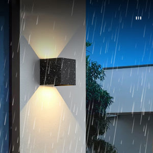 LANTU 10cm Outdoor IP65 Protection Level Black Square LED Wall Sconces Lamp Warm Light For Villa Garden Courtyard Hallway Staircase