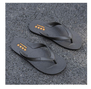 Mens Rubber Solid Cow Tendon Thong Slippers Wear-Resistant Casual Anti-Slip Deodorant Summer Shoes PVC Upper Rubber Sole
