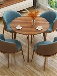 Nordic Style Dining Table And Chair Set for Coffee Shop Guest Lounge round Table with Four Chairs Assembly Required