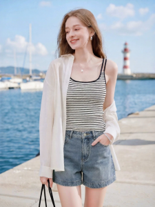 XIANGYING | Stripe Square Neck Knitted Tank Top