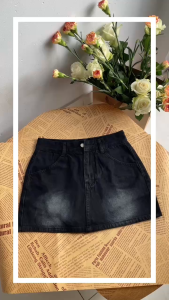 (TP2002) Váy Ngắn Jeans Màu Bạc Đính Cườm  Nữ Dáng A Cotton Mềm Mịn Thoáng Mát Có Quần Đùi Trong - TP Jeans