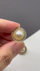 BT5519 <1pc> Butang Mutiara Bingkai Warna Emas Gold Frame Pearl Button