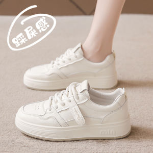 Womens Thick Bottomed Comfortable Leather Sneakers Spring Autumn New Style Casual Shoes Lightweight Sporty Flat Heel