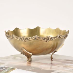 American Style Retro Luxury Brass Key Tray Dessert Decorative Storage Fruit Plate Home Decorative Accessories