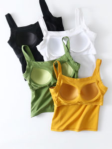 Áo Ba Lỗ Hai Dây Cotton Nữ Mùa Hè Mặc Ngoài Đẹp Lưng Mặc Trong Phối Bên Trong Có Đệm Ngực Cúp Ngực Liền Không Cần Mặc Áo Ngực