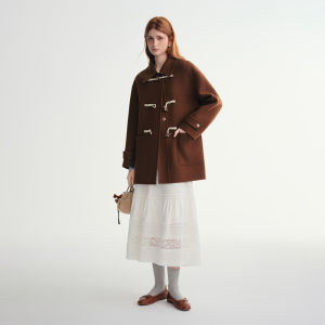 DUSHU | MintChocolate Slim Fitting Mid Length Wool Coat