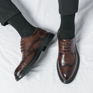 Mens Formal Leather Shoes Autumn Winter Business Casual Heightening Derby Wedding Suit Shoes Oceania Rooster Brand