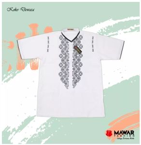 Baju Koko Pria Bordir Hitam Lengan Panjang & Pendek / Koko Pria Wajid