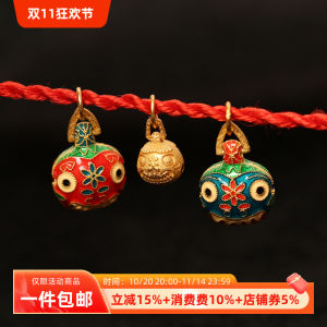 925 Sterling Silver Enamel Burning Blue Ancient Gold Carving Burning Blue Swallowing Gold Beast Pendant Lucky DIY Accessories Bracelet Pendant