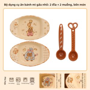 Đĩa ăn bằng gốm hình bánh mì dễ thương