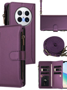 Huawei Mate70pro Phone Case with Card Holder Full CoverShockproof Flips Style Leather like Protection Fits Puro70 P30 P60