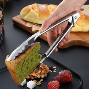 YESPERY Stainless Steel Food Tongs Cooking BBQ Meat Clip Heat Bread Tongs Kitchen Tool 7/9/12/14/16in Non-slip Buffet Meal Clamp Utensils