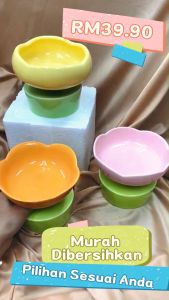 PetManja Flower Shape Design Ceramics Pet Bowl