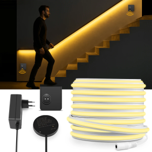 Wireless Moveable PIR Motion Sensor DC24V Solid COB Neon LED Strip Light High Lumen Pure Silicone Gel Tube For Stairs Corridor