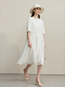 AMII | Summer Holiday Style One-shoulder Midi Sleeve Dress Extra Loose