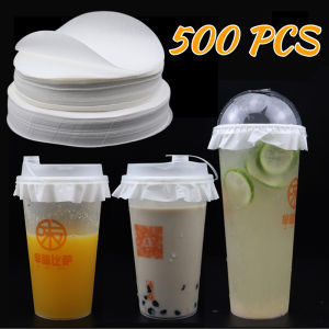 500 Pcs Cup Sealing Film Liners Tea Cup Sealing Film Cup Sealer Film Pads for Plastic Paper Cup Milk Tea White