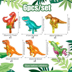 6/35pcs Mini Dinosaur Foil Balloon for Cute Dinosaur Birthday Party Decoration Boys Jungle Dinosaur Theme Decoration