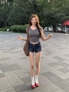 Low Waist Denim Mini Shorts Womens Summer Slim Fit A-Line Wrap Body Heat Pants Cotton Stretch Jeans Blue Denim Shorts