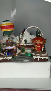 D&D Home l FC618 Christmas Holiday Town with Moving Carousel Ferris Wheel  Festive Decor
