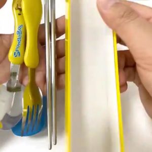 Set Alat Makan Anak Karakter 3in1 Garpu Sendok Sumpit Stainless Steel