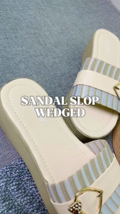 Yellow Caca - Sandal Wanita Wedges Variasi Gesper Webbing Rajut Busa Empuk Elegant Kekinian Hak 7cm Ready Size 37 - 40 - CA 02