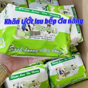 [ Sỉ thùng 24 Gói] 24 Khăn Ướt Lau Bếp Đa Năng ECCO Kháng Khuẩn Khử Mùi Hôi Kích Thước 25×32( 800gr)