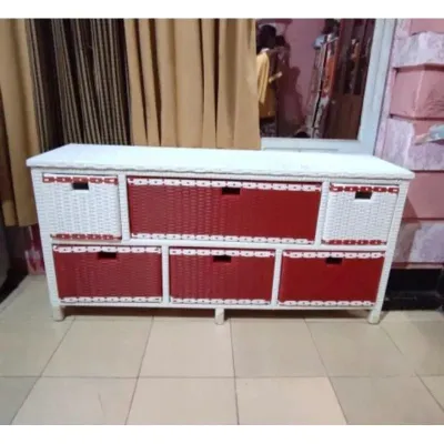(Ready stok)meja tv rotan Lemari laci rotan sintetis laci 6 Jasmine harga langsung pengrajin