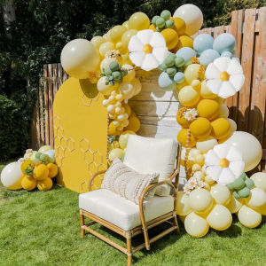 White Daisy Balloon Garland Kit Cream Lemon Yellow Latex Balloon Summer Birthday Wedding Party Decor Baby Shower Daisy Balloon