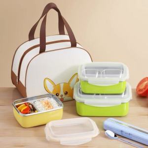 304 Stainless Steel liner Insulated Lunch Box Leak-Proof Bento Box Dinnerware Microwave office workers fruit Food storage box Container fresh-keeping box